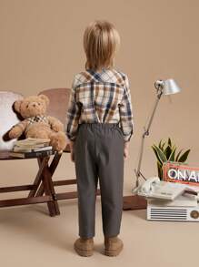 PrepCrw Kleine Jungen Graue, weihnachtliche Hose mit elastischem Bund im College-Stil, Herbst/Winter