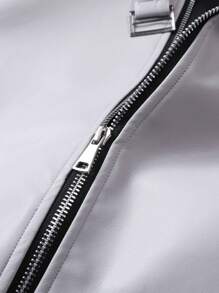 Manfinity Homme Men Front Zip Up Long Sleeve Jacket, Casual Daily Wear - Light Grey - View 5