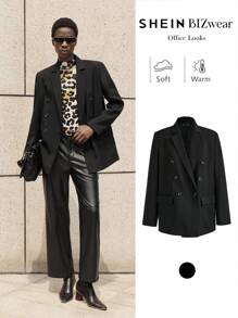 BizChic Christmas Elegant Women's Black Office/Business Jacket Blazers