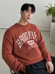 DAZY Pull décontracté à imprimé lettres pour hommes, vêtements d'automne