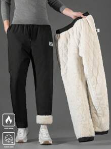 Manfinity Homme Men Joggers Winter Thermal Lined Slant Pockets Sweatpants - Black - View 1