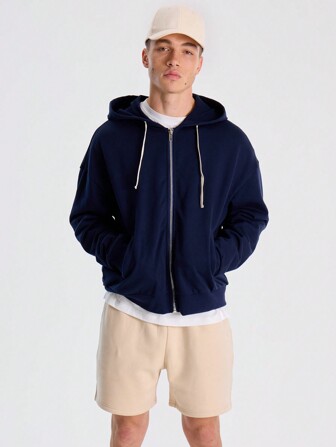 Musero Men Zip Up Drawstring Hoodie