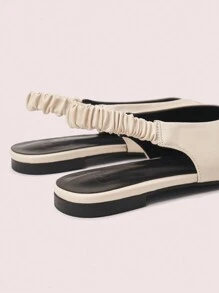 CUCCOO DOLLMOD Zapatos planos tipo slingback con decoración de remaches y puntera cuadrada, estilo punk para mujer - Beis - Ver 8