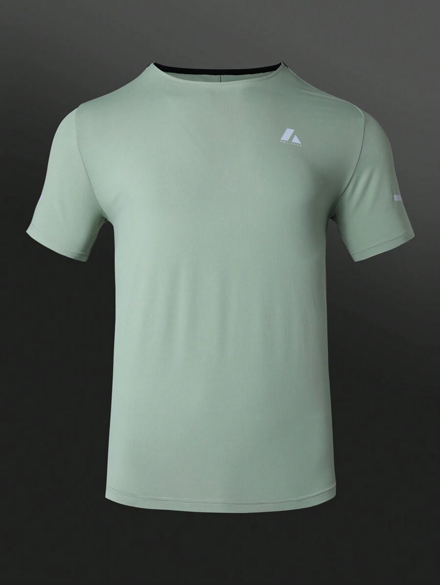Manfinity KASUA Boyfriend Style Men's Casual Graphic Print Breathable Short Sleeve Sports T-Shirt, Summer Compression Shirt Men - Olive Green - View 1