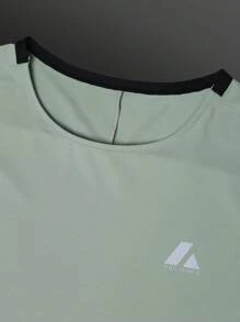 Manfinity KASUA Boyfriend Style Men's Casual Graphic Print Breathable Short Sleeve Sports T-Shirt, Summer Compression Shirt Men - Olive Green - View 10