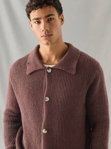 Manfinity VCAY Jersey de punto de manga larga con bolsillo y diseño suelto de parche, casual y de moda para hombres