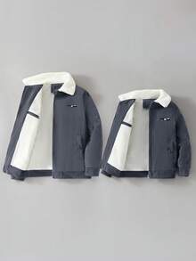 Young Boy High Quality Corduroy Jacket, Thick Plus Fleece Thick Lining, Multi-Pocket, Warm Turndown Collar Vintage Bomber Jacket, Gray, Winter New Design - Grey - View 5