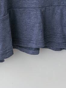 EMERY ROSE Plus Size Women Floral Embroidery Long Sleeve  Blue T-Shirt,  Fall And Winter Women Clothes