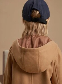 PrepCrw 男童秋冬学院风卡其棕色编织仿修身双排扣连帽外套 - 卡其色 - 查看 8