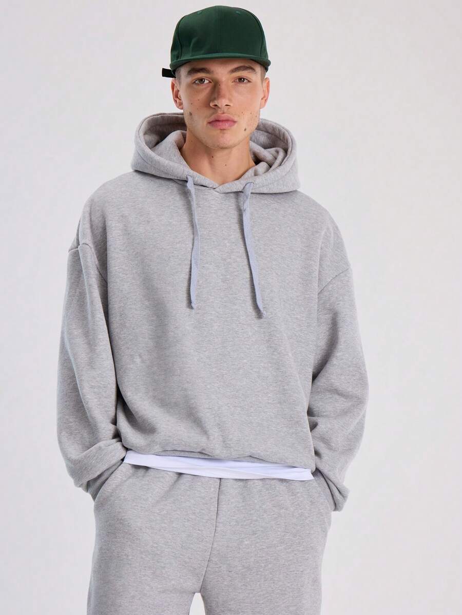 Musero Men Hooded Drawstring Sweatshirt - Light Grey - View 1