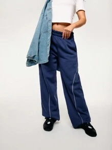 Athîral Women Elastic Waist Casual Sports Loose Fit Pants - Blue - View 1