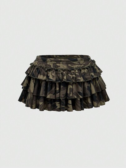 Grunge Punk Jupe vintage pour femmes à taille basse, sexy, style Y2K millénaire, imprimé camouflage rétro