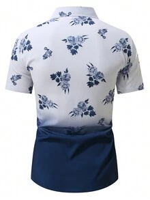 Manfinity RSRT 1 Áo sơ mi nam tay ngắn in hoa cài nút phía trước (In bất đối xứng) - Nhiều màu - Xem 2