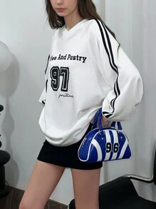 INAWLY Women's Casual Everyday Letter Print Loose Raglan Sleeve Sweatshirt, Autumn Pullover Fall - White - View 6