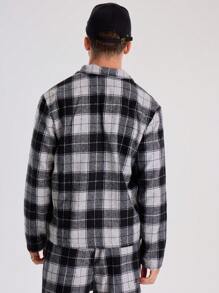 Musero Men Flannel Zip Jacket - Navy Blue - View 3