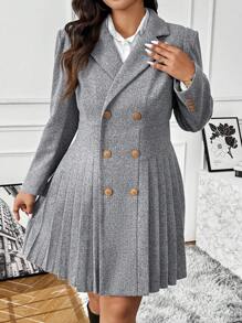 Franclia Plus Size Retro French Style Notch Lapel High-Quality Pleated Women Jacket