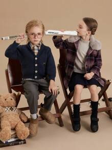 PrepCrw 年轻男孩纯色前扣长袖口袋休闲上衣