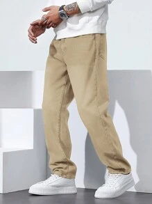 Manfinity Homme Blugi pentru bărbați, ocazional, de zi cu zi, versatili, de culoare uni, largi, cu croiala dreaptă