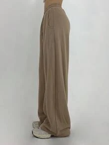 DAZY Quần thể thao nữ cạp chun co giãn màu trơn rộng rãi có túi quần chạy bộ nữ - Màu Khaki - Xem 8