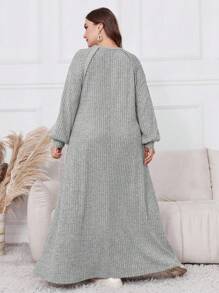Al Najma Robe maxi en polaire oversize pour femmes avec boutons devant, manches longues, style simple et décontracté, patchwork