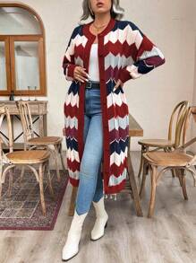 SHEIN LUNE Plus Size Front Button Long Sleeve Striped Casual Top, Daily Wear - Multicolor - View 1