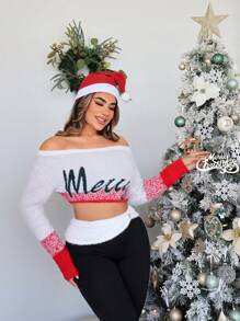 SHEIN SXY Sexy Cropped Christmas Sweater For Winter