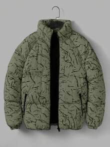 EURMUSE Manteau matelassé en coton à zip et motif tout-sur-tout avec poche, pour l'hiver - Vert - Voir 6