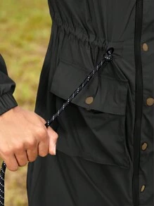 In My Nature 女士户外连帽防水长款雨衣 - 黑色 - 查看 8
