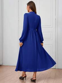SHEIN Clasi 1 pieza Vestido morado corte evasé versátil de moda para mujer, apto para otoño/invierno - azul real - Ver 2