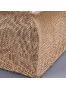 SHEIN 1 Pieza Bolsa de regalo de lona de yute, bolsa de tela de saco reutilizable para viajes diarios, organizador de almacenamiento, bolsa de compras. Bolsa de regalo DIY para bodas, Halloween, fiestas, festivales y pintura para regalos de días festivos, regreso a la escuela, Día de San Valentín - Blanco - Ver 8