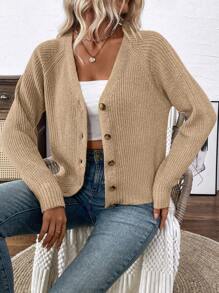 EMERY ROSE V 领开衫毛衣，女士宽松休闲简约开衫，可作为外套