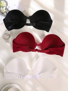 3 Stücke/Packung Nahtloser Damen-Frontschließ-BH ohne Träger