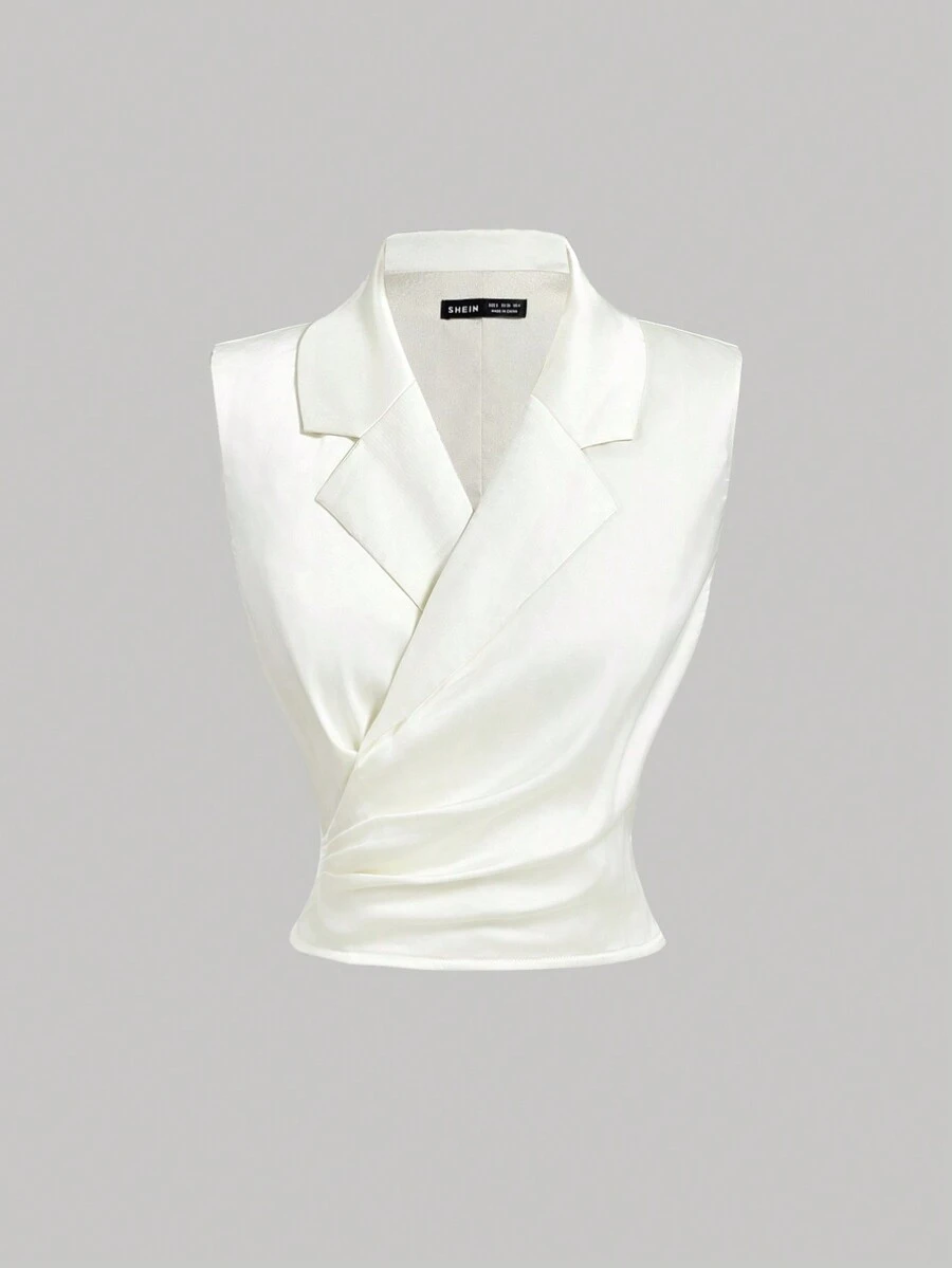 SHEIN MOD 杏色翻领折腰女式西装外套 - 杏色 - 查看 1