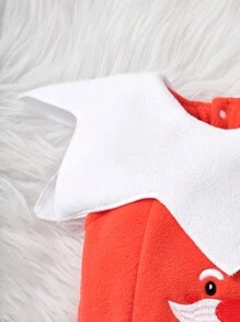 SHEIN Bộ 3 món đồ liền thân in hình ông già Noel dễ thương cho bé trai dịp Giáng sinh - Đỏ và trắng - Xem 4