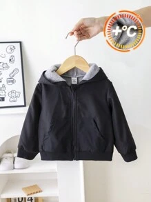 SHEIN 男婴休闲舒适多功能加厚保暖连帽外套，适合通勤、上学、居家、休闲、街头、聚会、幼儿园等场合。 - 彩色 - 查看 2