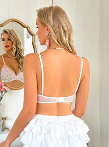 Floral Print, Bow Accent, Ruffle Trim Cute & Sweet Women Lingerie Bra