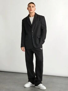 Manfinity INSISELF Set de 2 piezas Traje de chaqueta con hombros acolchados y pantalones rectos de ajuste amplio para hombre