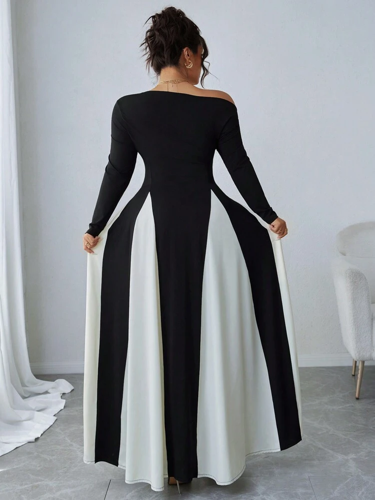 amazon plus size black and white dresses Elenzga Women Long Sleeve Asymmetrical Patchwork New Year Party Wedding Evening Dress Maxi Outfit Autumn Elegant 1950s Vintage cute dress for spring size:12 - 18 M KaLI_store Shoes for Men its busy season together