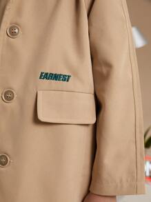 PrepCrw Abrigo trench casual de estilo academia para niños pequeños, de ajuste holgado, de lana, color caqui, para otoño/invierno