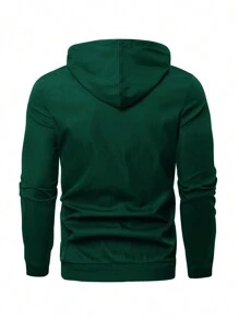 Manfinity Homme Men's Front Zipper Long Sleeve Letter Print Minimalist Hooded Spring And Autumn Jacket, For Fall