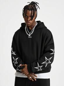 Manfinity VCAY Men's Loose Knit Long Sleeve Sweatshirt Set, For Fall Winter - Black - View 4