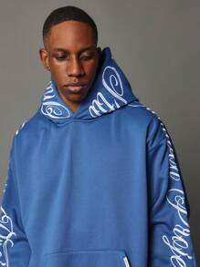 SUMWON sweat-shirt à capuche ample écrit à la calligraphie, essentiel pour l'hiver, l'automne et les vacances, style décontracté streetwear
