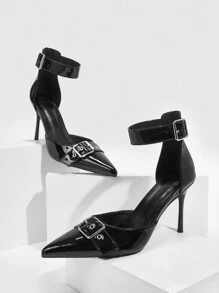 CUCCOO GRLICON 女士 Y2K 朋克风格高跟鞋，适合摩托车、酷女孩、万圣节、圣诞节、派对装扮