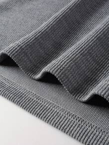 Manfinity Homme Men's Casual Solid Color Ribbed Long Sleeve Polo Shirt For Spring/Autumn - Grey - View 6