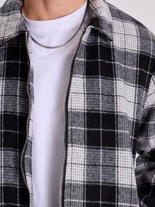 Musero Men Flannel Zip Jacket - Navy Blue - View 5