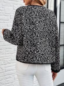 EMERY ROSE Abrigo corto de mujer con patrón floral en blanco y negro