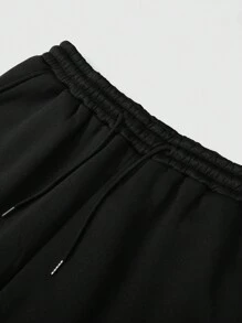 Manfinity Roghcode Men's Casual Drawstring Letter Print Sweatpants - Black - View 6