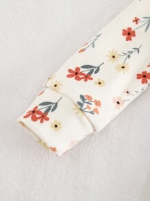 Cozy Pixies Conjunto de pijama de 2 piezas ajustado para bebé niña, con top de cuello redondo de manga larga de punto suave con estampado floral diminuto y pantalones