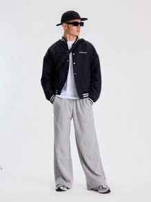 Musero Men Popper Closure Baseball Jacket - Royal Blue - View 4