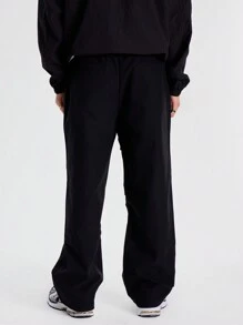 Musero Men Drawstring Utility Cargo Trousers - Black - View 4